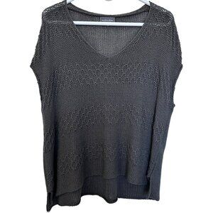 Wooden Ships Womens Knit Boxy Cap Sleeve Sweater Size M/L Gray Beach Coverup